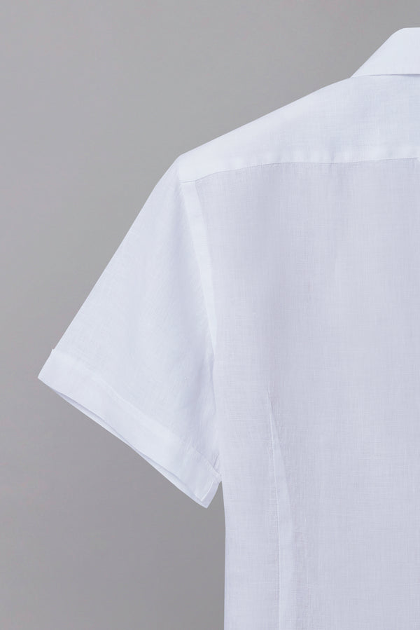 Leonardo Sport Linen Man Shirt Short Sleeve White
