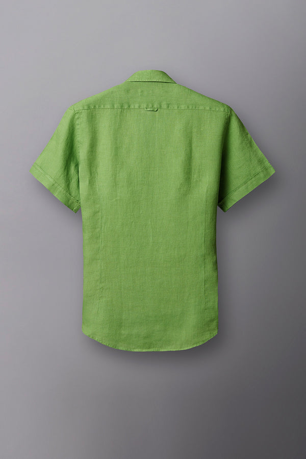 Leonardo Sport Linen Man Shirt Short Sleeve Green