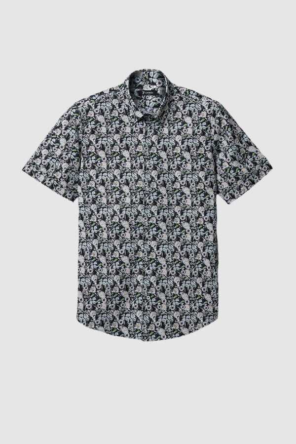 Camicia Uomo Manica Corta Leonardo Sport Popelin Nero Bianco