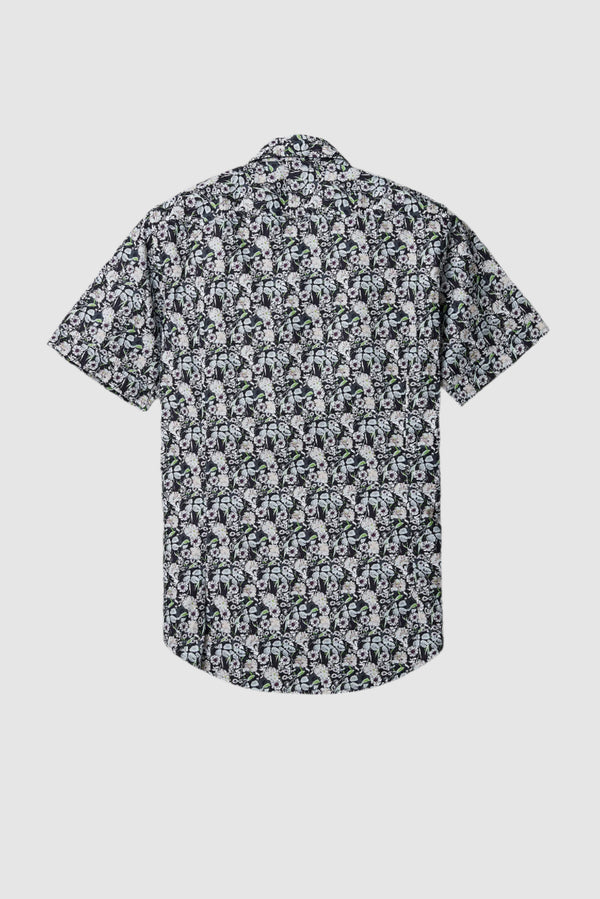 Camicia Uomo Manica Corta Leonardo Sport Popelin Nero Bianco