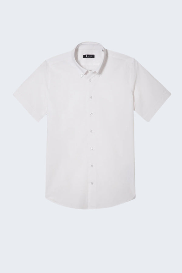 Chemise Homme Manche Courte Leonardo Sport Popelin Stretch Blanc