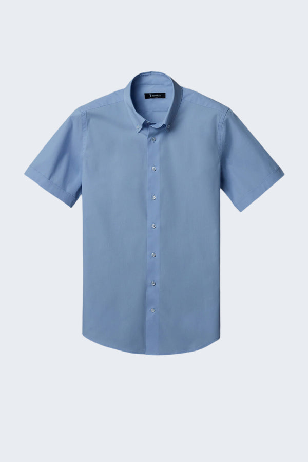 Chemise Homme Manche Courte Leonardo Sport Popelin Stretch Bleu clair