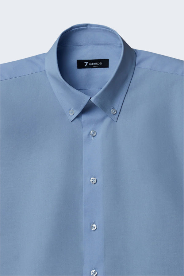 Chemise Homme Manche Courte Leonardo Sport Popelin Stretch Bleu clair