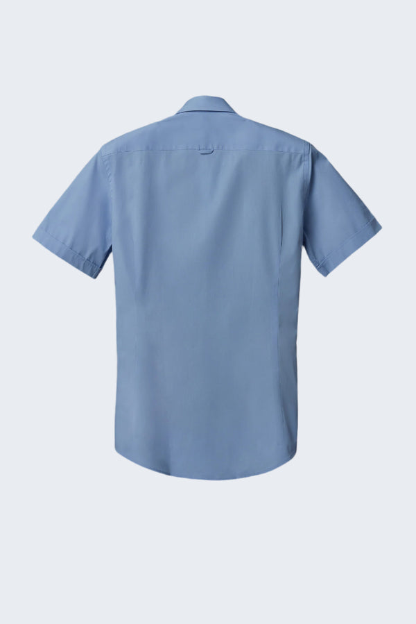 Chemise Homme Manche Courte Leonardo Sport Popelin Stretch Bleu clair