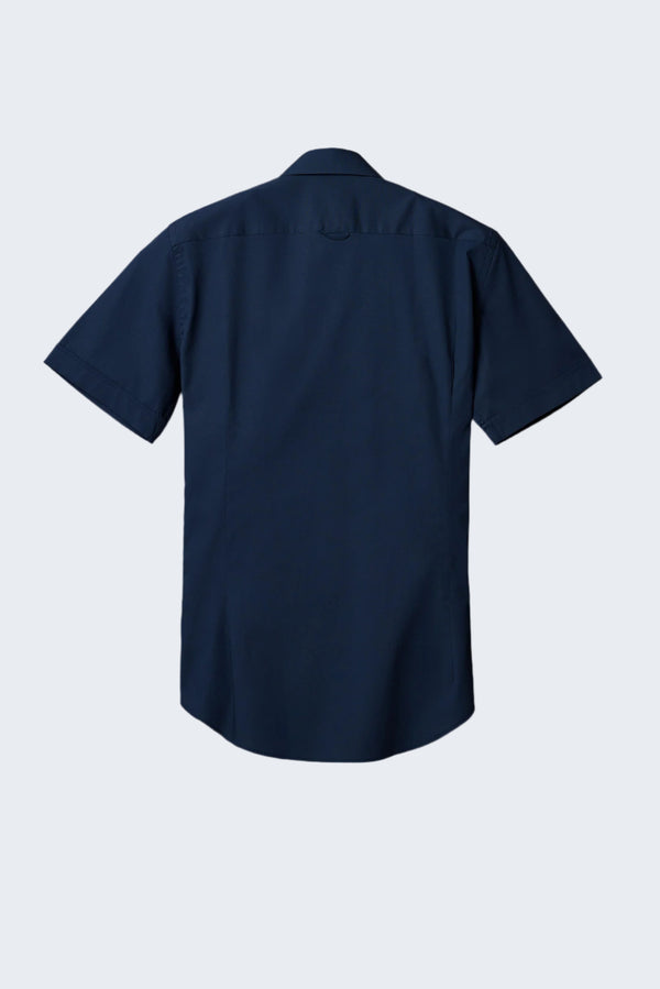 Chemise Homme Manche Courte Leonardo Sport Popelin Stretch Bleu