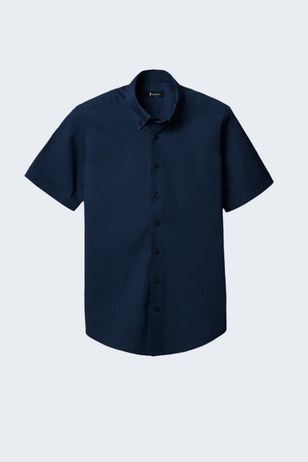 Chemise Homme Manche Courte Leonardo Sport Popelin Stretch Bleu