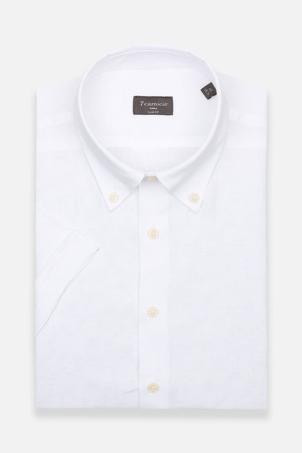 Chemise Homme Manche Courte Leonardo Sport Lin Blanc