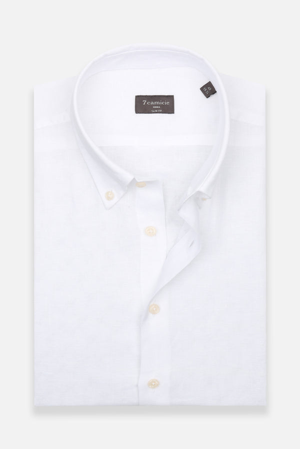 Chemise Homme Manche Courte Leonardo Sport Lin Blanc