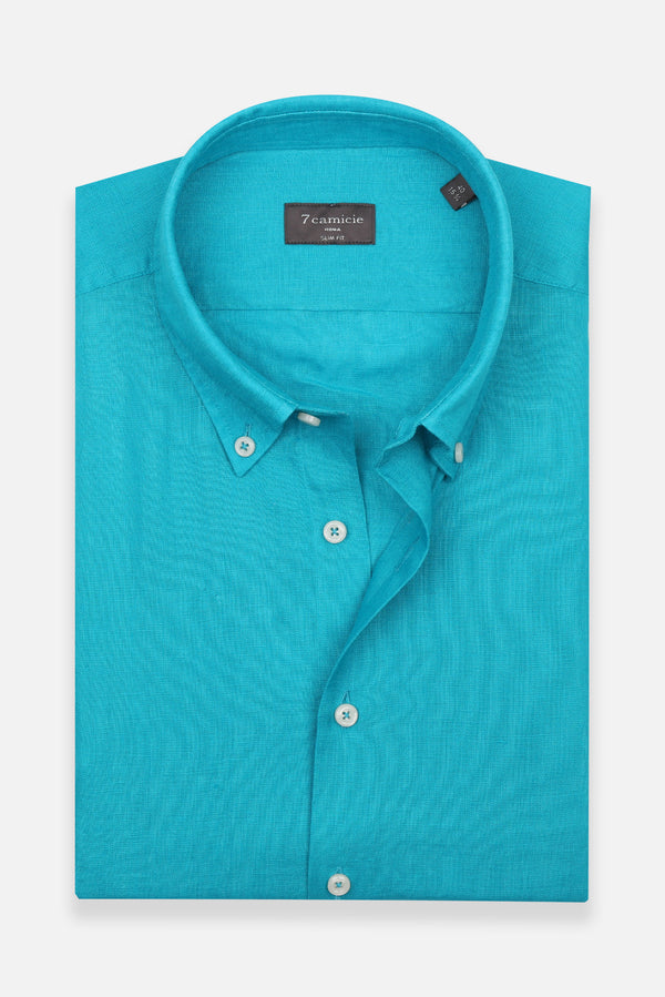 Chemise Homme Manche Courte Leonardo Sport Lin Bleu clair