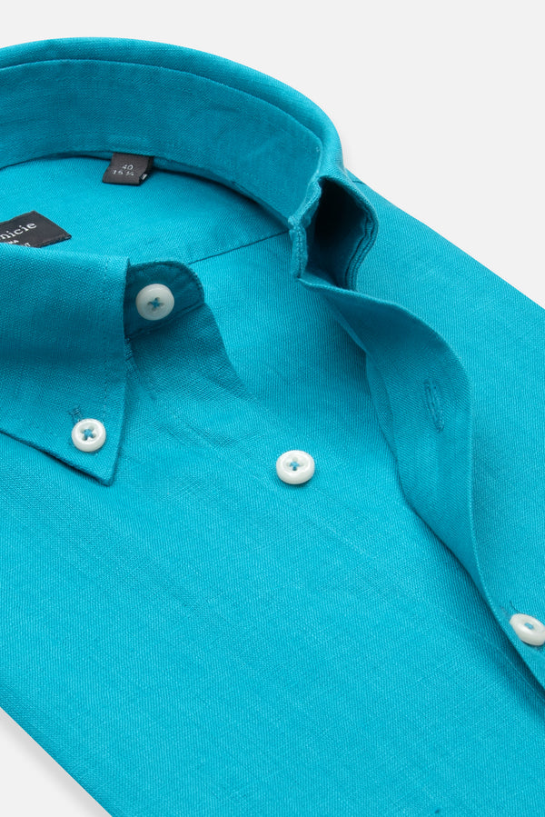 Chemise Homme Manche Courte Leonardo Sport Lin Bleu clair