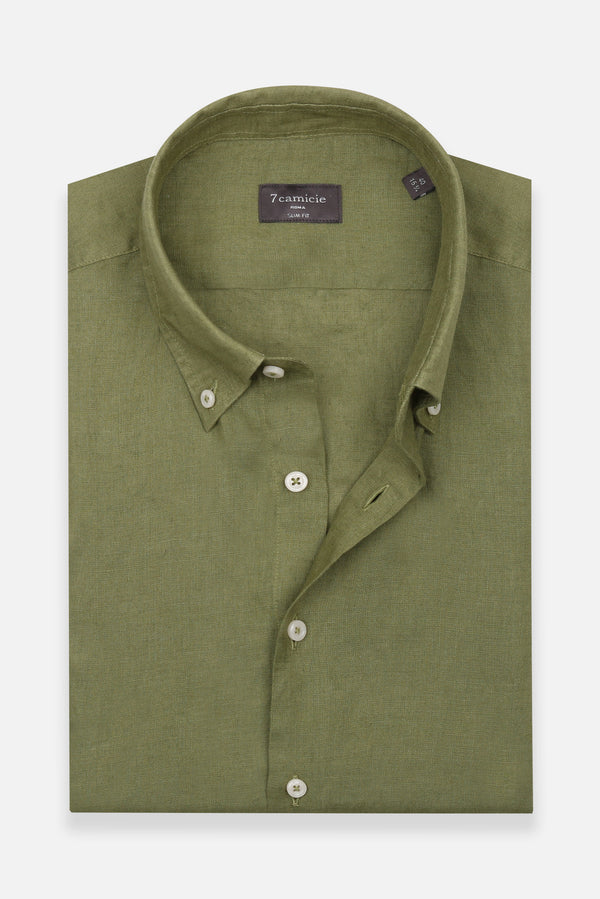 Camisa Hombre Manga corta Leonardo Sport Lino Verde