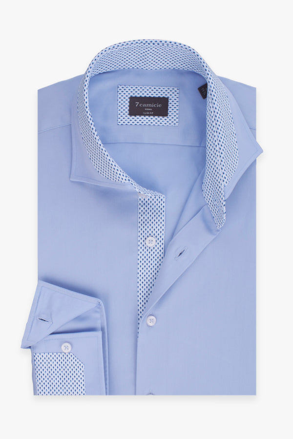 Francesco Iconic Herren Hemd Satin Hellblau