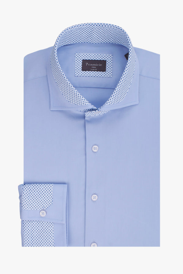 Francesco Iconic Herren Hemd Satin Hellblau