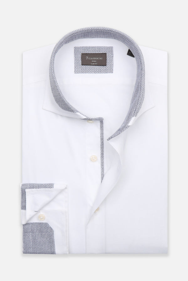 Francesco Iconic Poplin Stretch Man Shirt White
