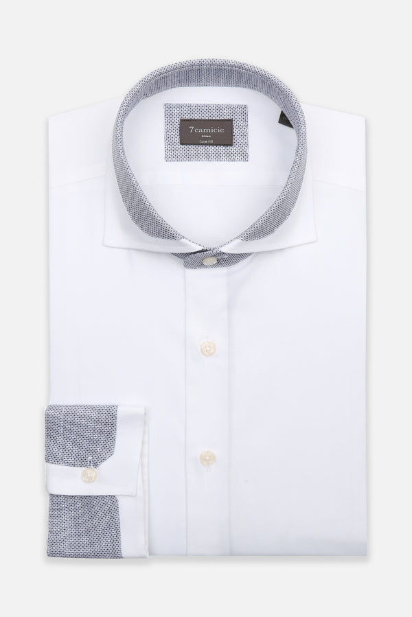 Francesco Iconic Poplin Stretch Man Shirt White