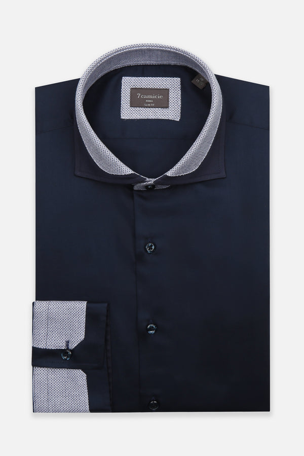 Francesco Iconic Poplin Stretch Man Shirt Blue