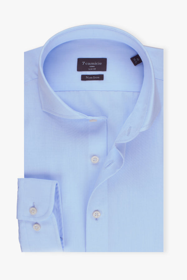 Camisa Hombre Firenze Essential Popelin Azul Claro Sin plancha