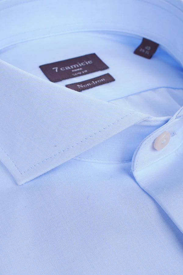 Camisa Hombre Firenze Essential Popelin Azul Claro Sin plancha