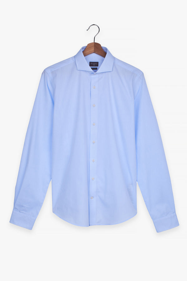 Camisa Hombre Firenze Essential Popelin Azul Claro Sin plancha