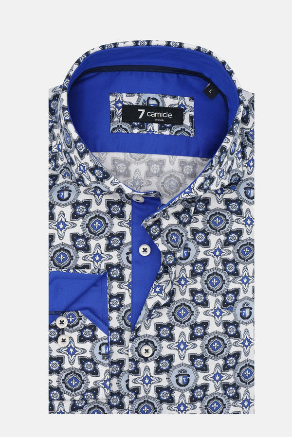 Camisa Hombre Vittorio Sport Popelin Blanco Azul Claro