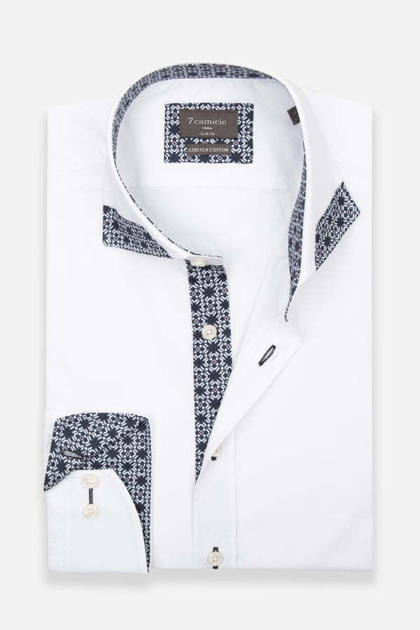 Herren Hemd Poplin Stretch Weiss