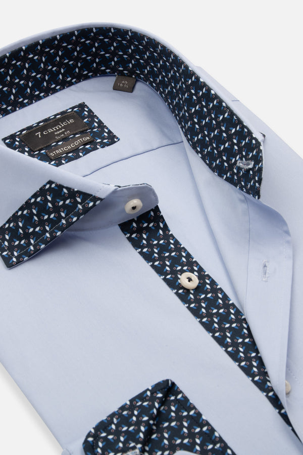 Chemise Homme Popelin Stretch Bleu clair