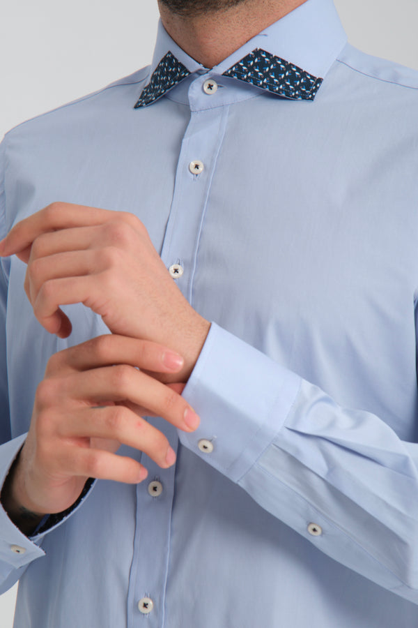 Chemise Homme Popelin Stretch Bleu clair
