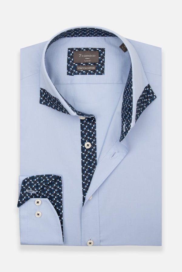 Chemise Homme Popelin Stretch Bleu clair