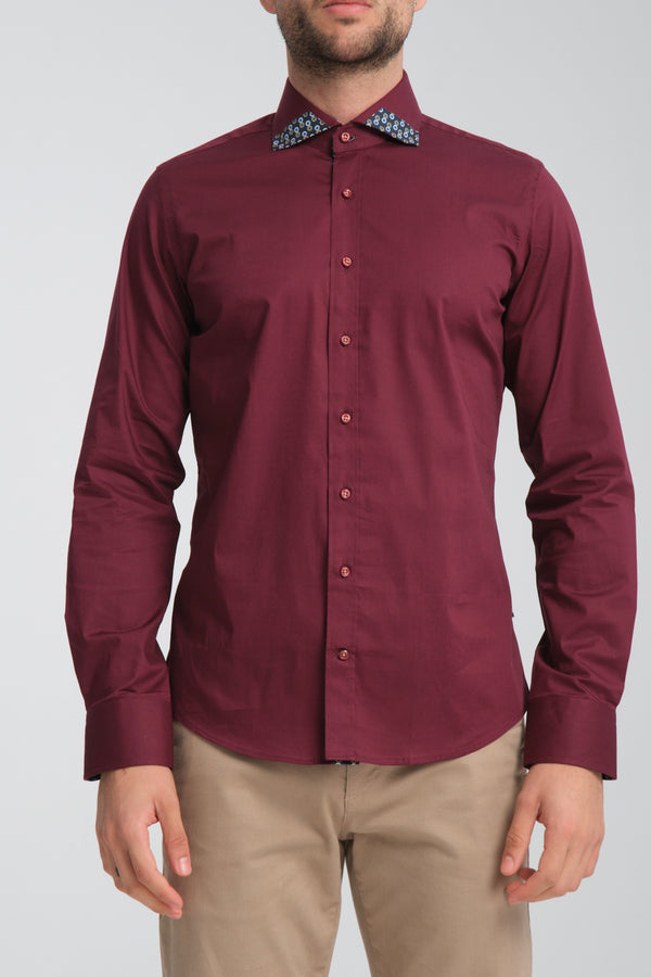 Chemise Homme Popelin Stretch Rouge