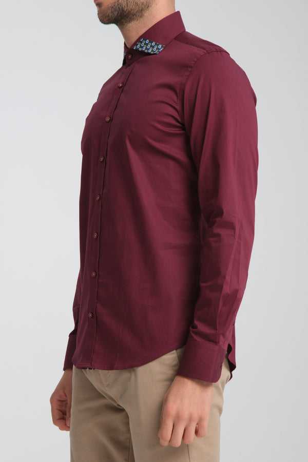 Chemise Homme Popelin Stretch Rouge