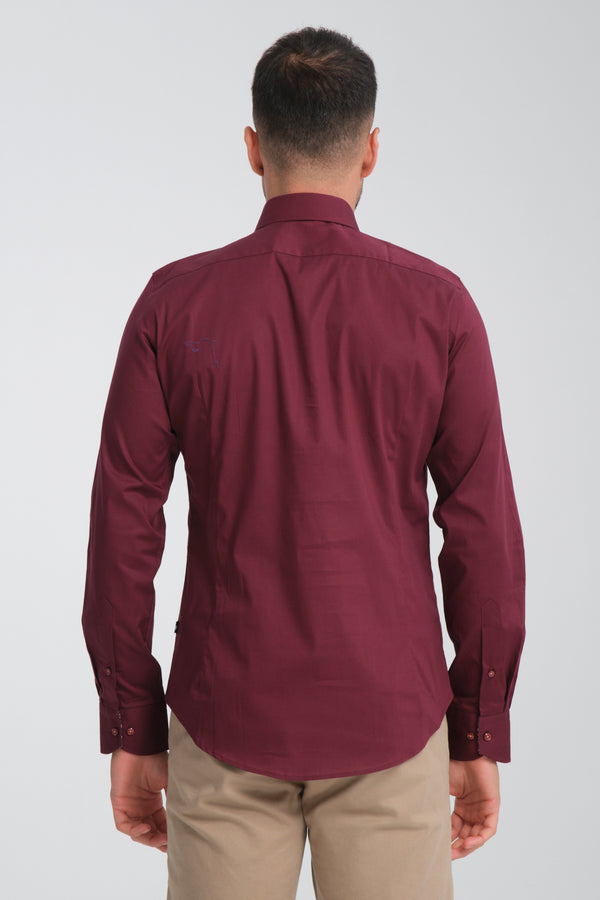 Chemise Homme Popelin Stretch Rouge