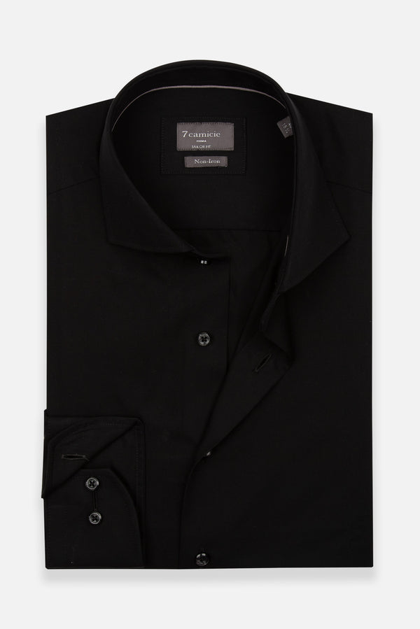 Camisa Hombre Marcello Essential Popelin Negro Sin plancha
