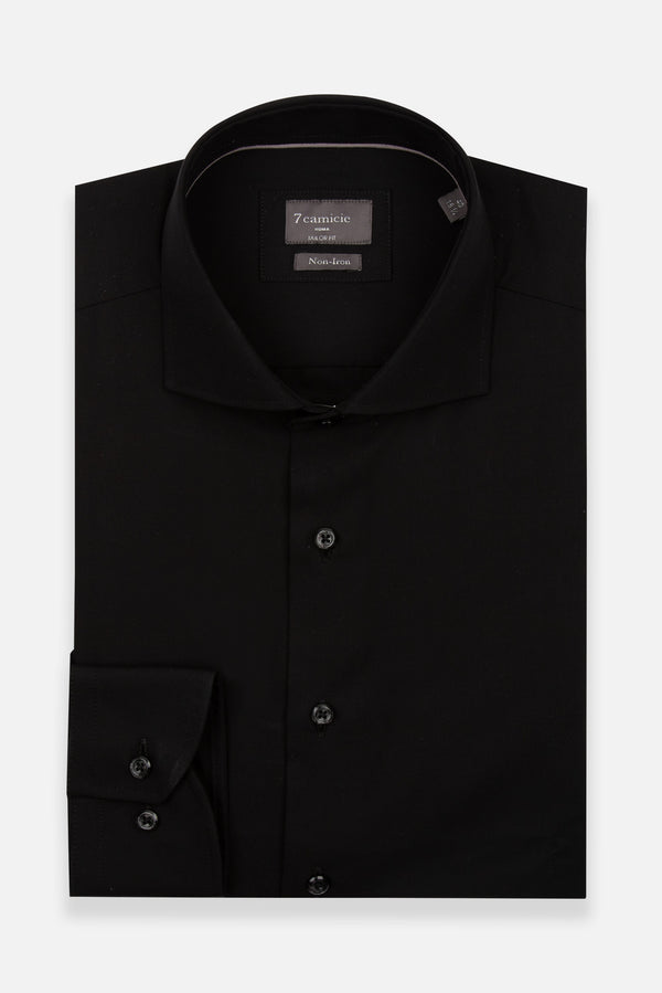 Camisa Hombre Marcello Essential Popelin Negro Sin plancha