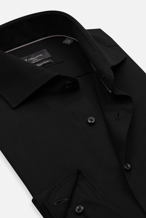 Camisa Hombre Marcello Essential Popelin Negro Sin plancha