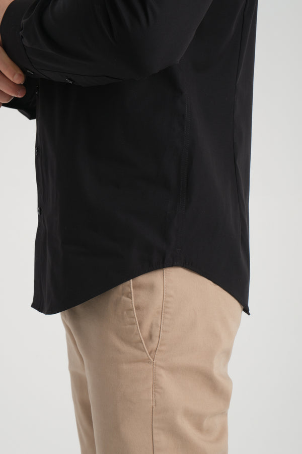 Camisa Hombre Marcello Essential Popelin Negro Sin plancha