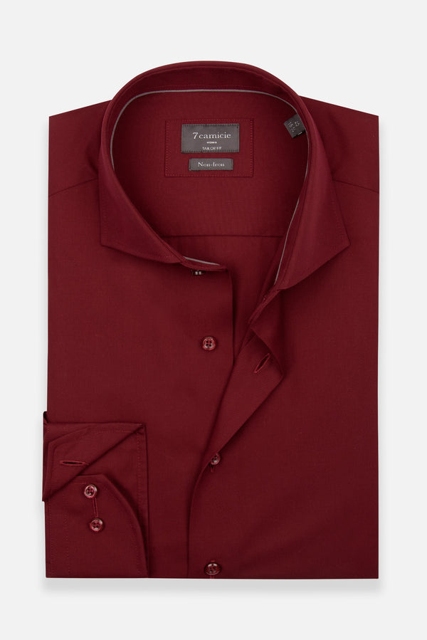 Chemise Homme Marcello Essential Popelin Rouge Sans repassage