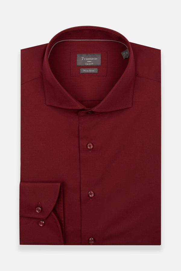 Chemise Homme Marcello Essential Popelin Rouge Sans repassage