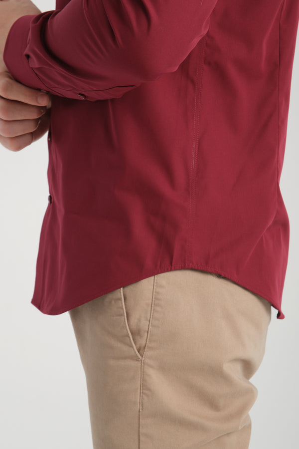 Chemise Homme Marcello Essential Popelin Rouge Sans repassage