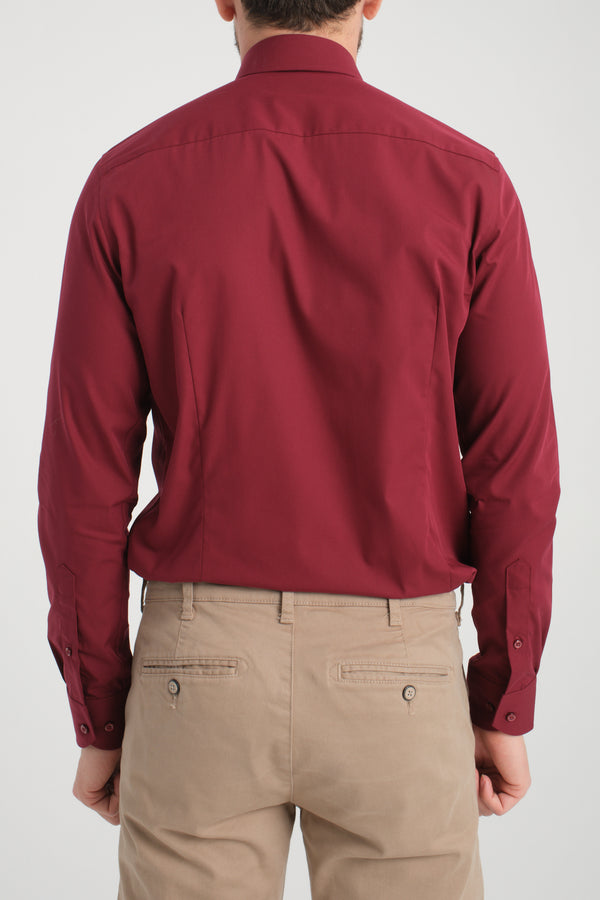 Chemise Homme Marcello Essential Popelin Rouge Sans repassage