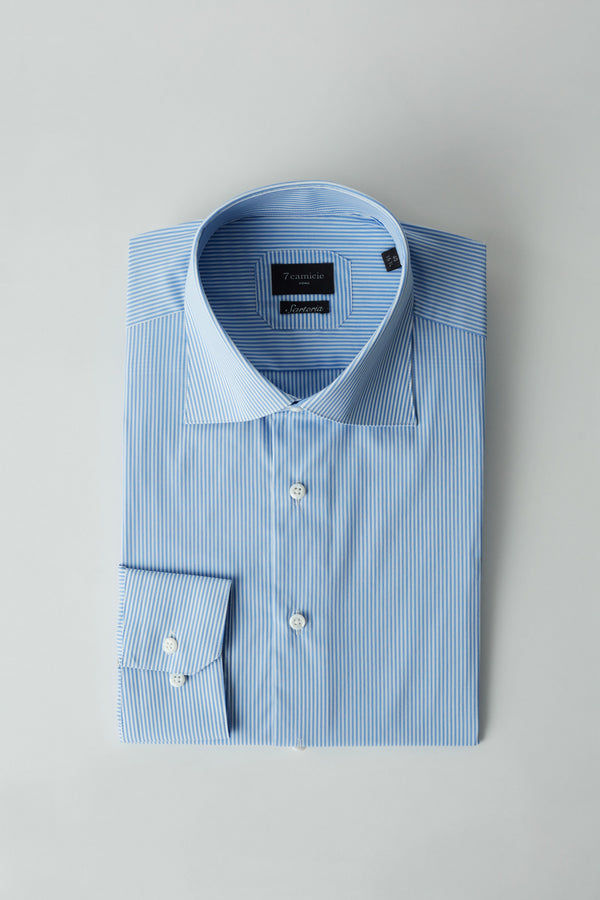 Essentials Premium Cotton Man Shirt Light Blue White