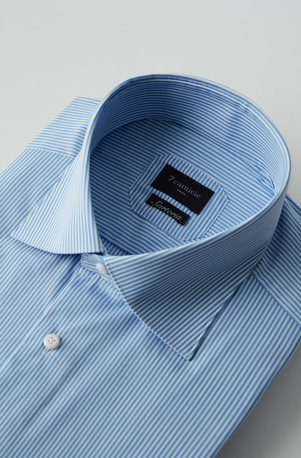 Essentials Premium Cotton Man Shirt Light Blue White