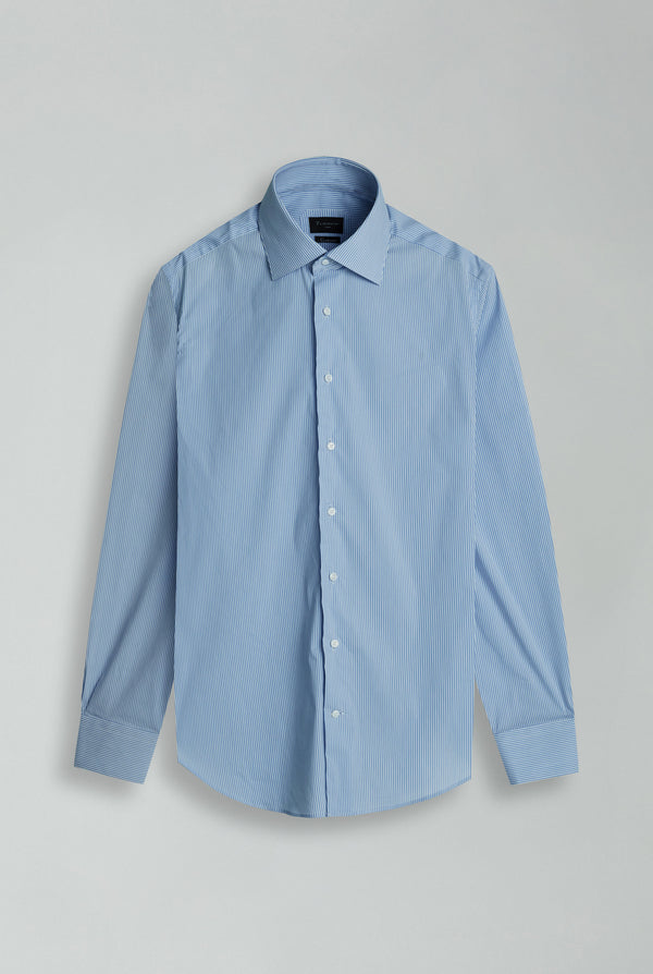 Essentials Premium Cotton Man Shirt Light Blue White