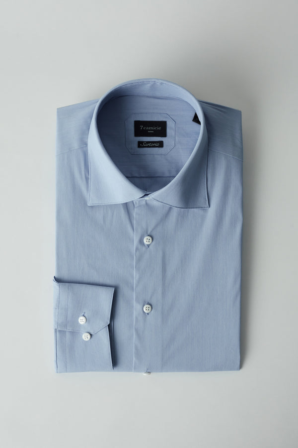 Essentials Premium Cotton Man Shirt Light Blue White