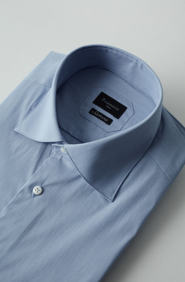 Essentials Premium Cotton Man Shirt Light Blue White