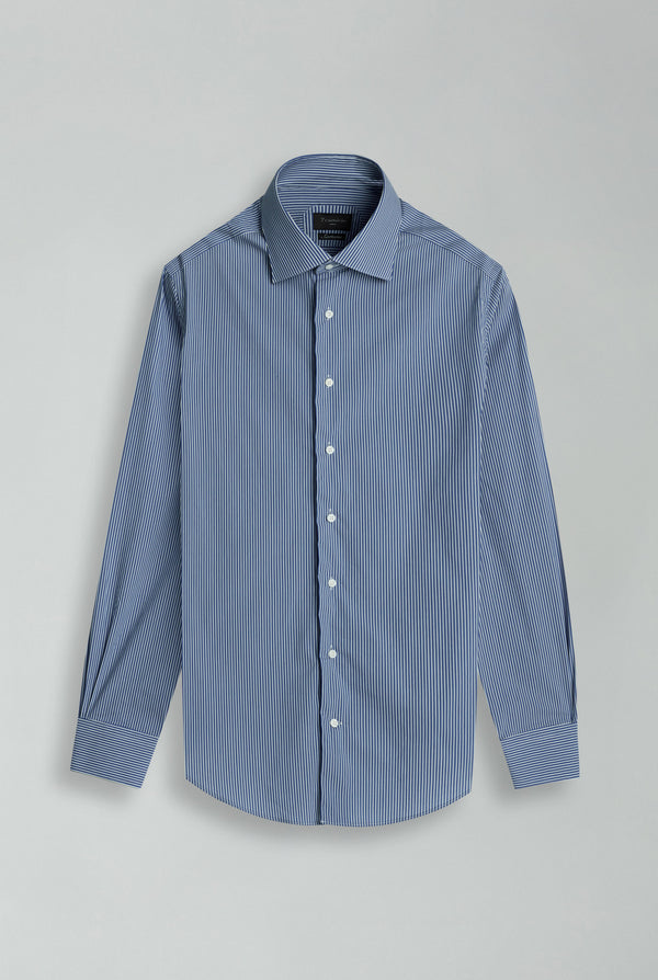 Essentials Premium Cotton Man Shirt Blue White