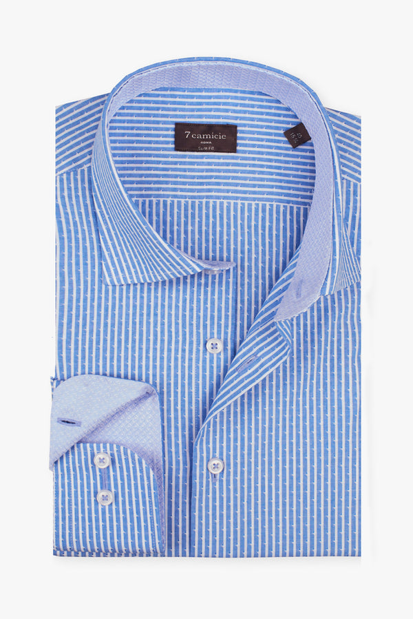 Camicia Uomo Firenze Sport Jacquard Blu Bianco