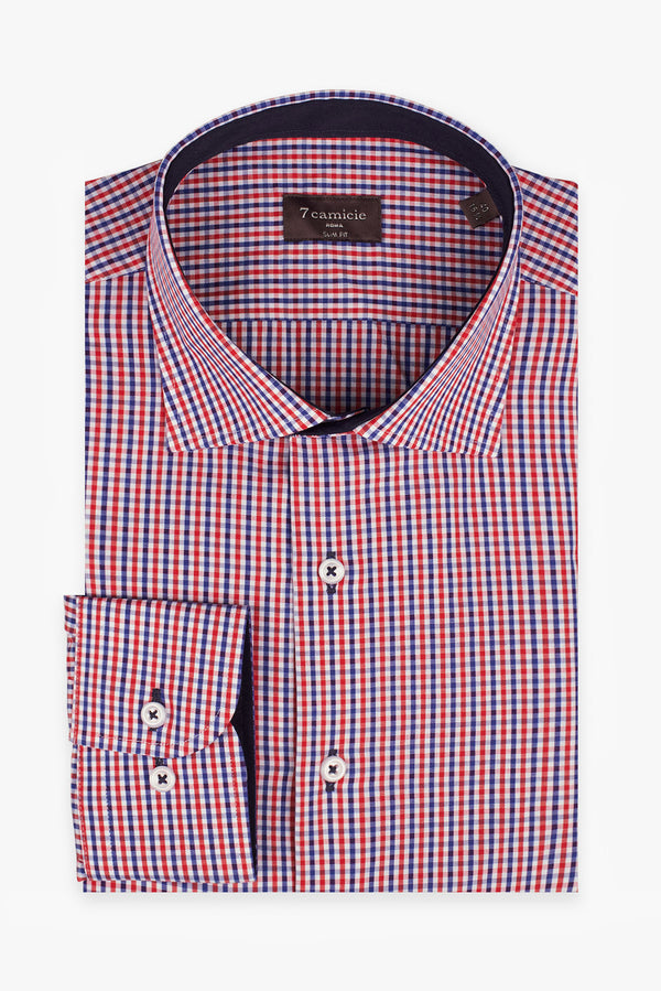Camicia Uomo Firenze Sport Popelin Blu Rosso