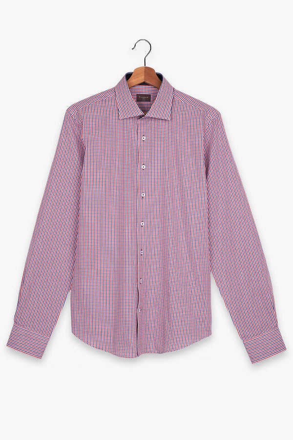 Camicia Uomo Firenze Sport Popelin Blu Rosso