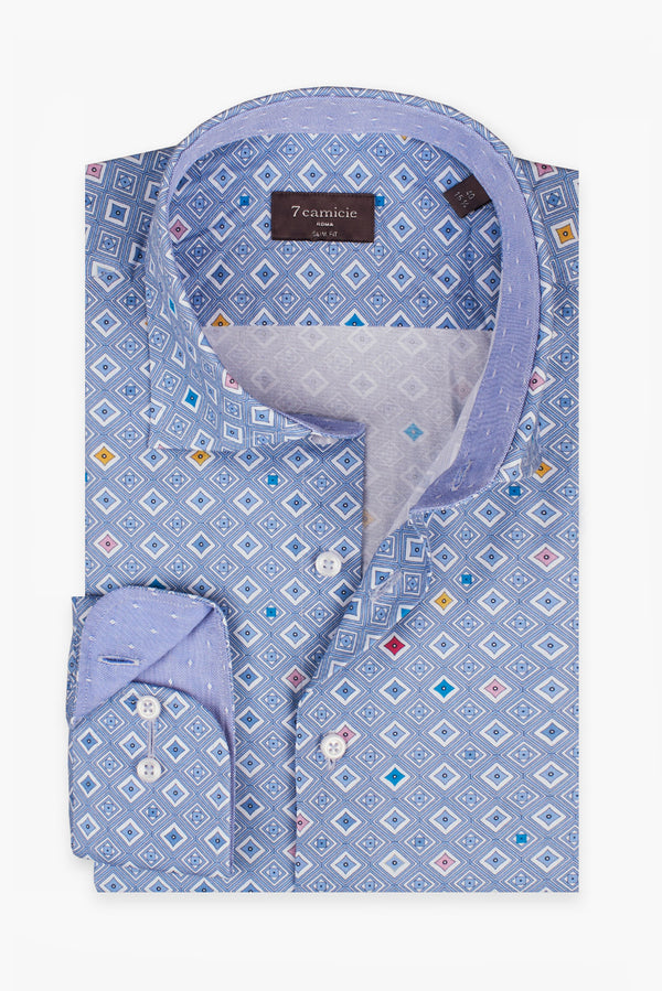 Camisa Hombre Firenze Sport Popelin Azul Claro Blanco