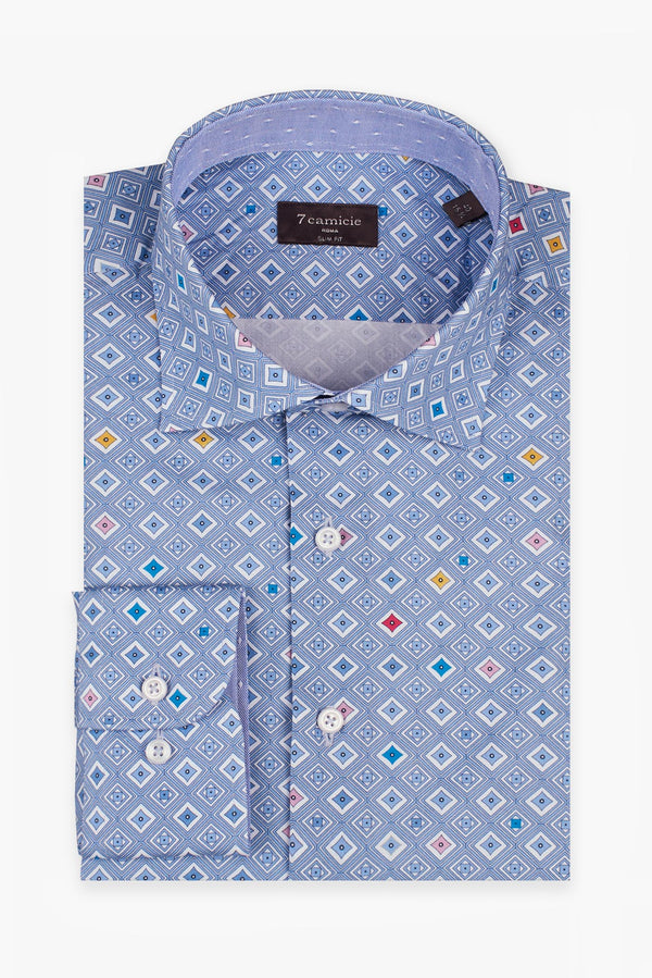 Camisa Hombre Firenze Sport Popelin Azul Claro Blanco